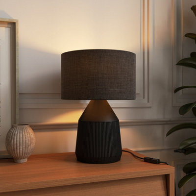 GoodHome Longclaw Round Matt Black Table Lamp from B&Q