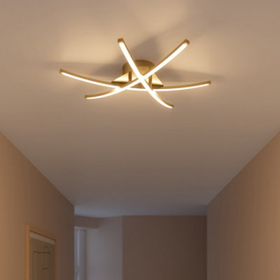 GoodHome Alani Matt Metal & Plastic Brass Effect 3 Lamp Led Ceiling Light from B&Q