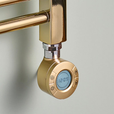 Flomasta Galene Brass Effect Electric Flat Towel Warmer (W)500mm X (H)1100mm from B&Q