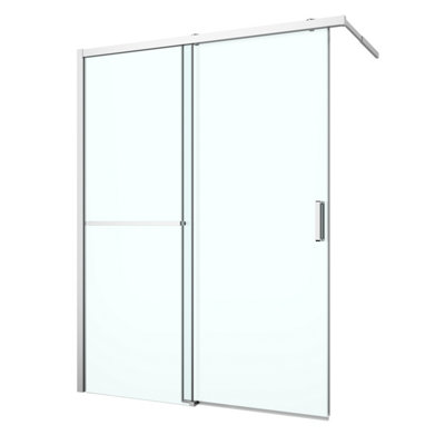 GoodHome Ledava Minimal Frame Chrome Clear Walk-In Shower Door (H)195Cm (W)160Cm from B&Q