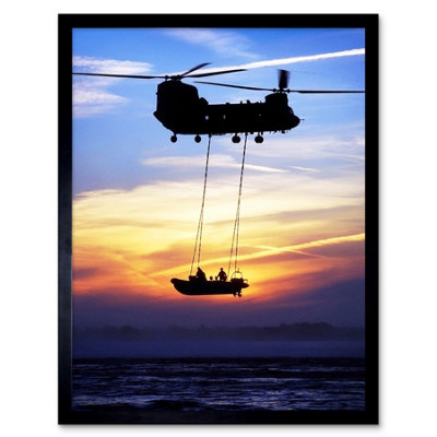 Artery8 Military Uk Chinook Helicopter Royal Marines 12X16" Framed Wall Art Print from B&Q