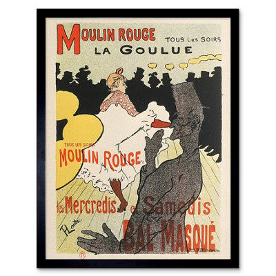 Artery8 Toulouse-Lautrec Dancer La Goulue Moulin Rouge Advert Framed Wall Art Print from B&Q