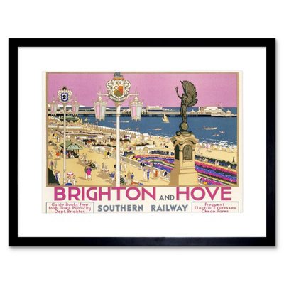 Artery8 Wall Art Print Brighton Hove Sussex Beach Resort Travel Artwork Framed 9X7 Inch from B&Q