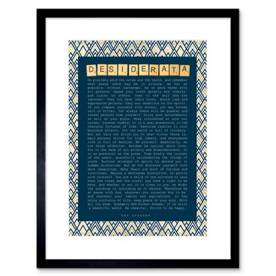 Artery8 Wall Art Print Desiderata Ehrmann Pattern Scrabble Artwork Framed 9X7 Inch from B&Q