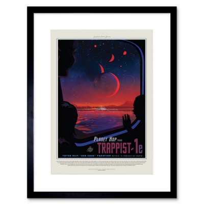 Artery8 Wall Art Print Nasa Space Travel Advert Trappist 1E Artwork Framed 9X7 Inch from B&Q