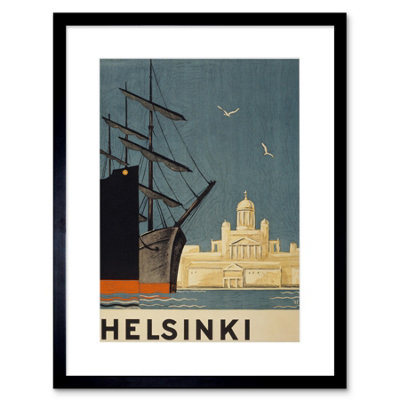 Artery8 Wall Art Print Finland Helsinki Cathedral Ships Artwork Framed 9X7 Inch from B&Q
