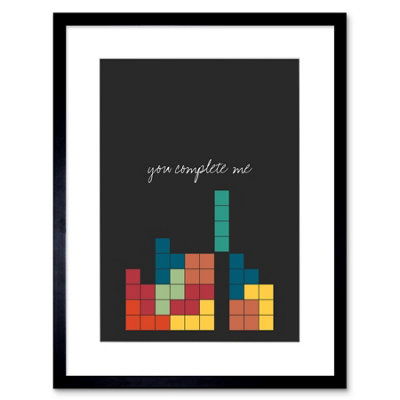 Artery8 Wall Art Print You Complete Me Tetris Artwork Framed 9X7 Inch