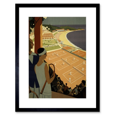 Artery8 Wall Art Print Monte Carlo Monaco Tennis Vintage Artwork Framed 9X7 Inch from B&Q