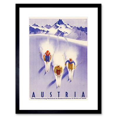 Artery8 Wall Art Print Austria Alps Ski Snow Winter Travel Artwork Framed 9X7 Inch from B&Q