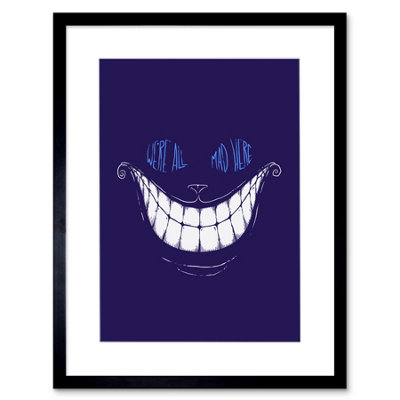 Wee Blue Coo Cheshire Cat Alice Mad Artwork Home Decor 12X16" Framed Wall Art Print from B&Q