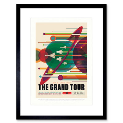 Wee Blue Coo Nasa Space Travel Advert Grand Tour Artwork 12X16" Framed Wall Art Print from B&Q