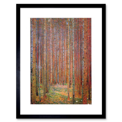 Wee Blue Coo Klimt Tannenwald I Fir Forest Artwork 12X16" Framed Wall Art Print from B&Q