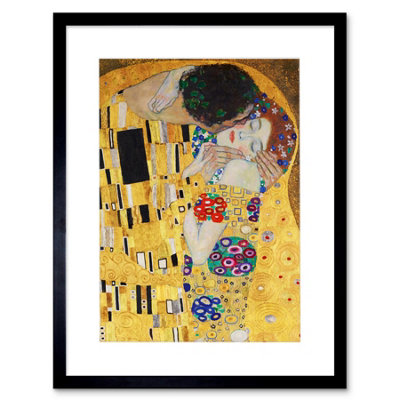 Wee Blue Coo Gustav Klimt The Kiss Artwork Living Room 12X16" Framed Wall Art Print from B&Q