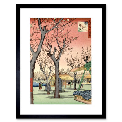 Artery8 Utagawa Hiroshige Japanese Plum Orchard In Kamada Framed Wall Art Print from B&Q