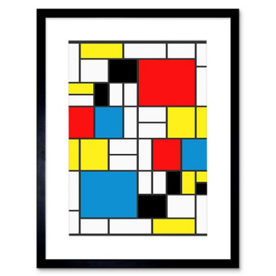Artery8 Piet Mondrian Abstract Cubes Squares Artwork 12X16" Framed Wall Art Print from B&Q