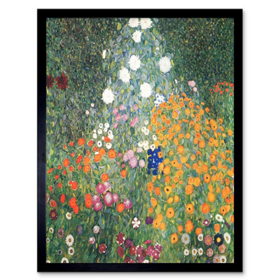 Wee Blue Coo Gustav Klimt Flower Garden 1907 Home Decor 12X16" Framed Wall Art Print from B&Q