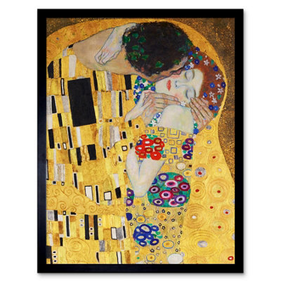 Wee Blue Coo Gustav Klimt The Kiss Home Decor 12X16" Framed Wall Art Print from B&Q