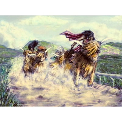 Wee Blue Coo Unframed Wall Art Scottish Highland Cow Race12X16 Inch