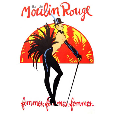 Wee Blue Coo Unframed Wall Art Burlesque Moulin Rouge Paris Girls12X16 Inch from B&Q