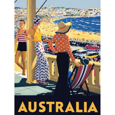 B&Q -  Unframed Wall Art Australia Travel Bondi Beach Sea Sun12X16 Inch