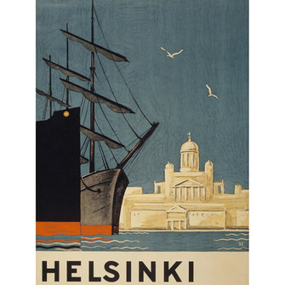 Wee Blue Coo Unframed Wall Art Finland Helsinki Cathedral Ships12X16 Inch from B&Q