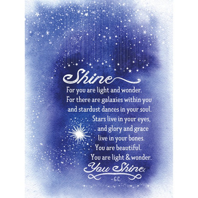 Wee Blue Coo Blue Wee Coo Unframed Wall Art Quote Shine Stars - 12X16 Inch
