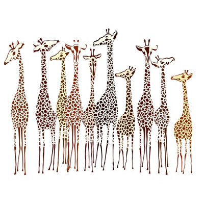 Wee Blue Coo Unframed Wall Art Group Of Giraffes12X16 Inch from B&Q