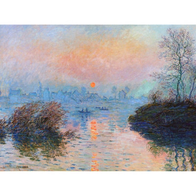 Wee Blue Coo Unframed Wall Art Monet Sunset Seine Lavacourt Winter12X16 Inch from B&Q