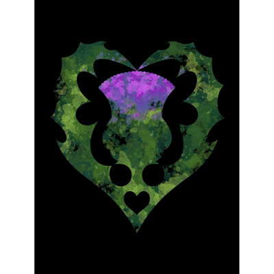 Wee Blue Coo Unframed Wall Art Thistle Scottish Flower Heart12X16 Inch from B&Q