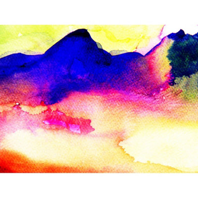 Wee Blue Coo Blue Wee Coo Unframed Wall Art Abstract Mountain Watercolour - 12X16 Inch