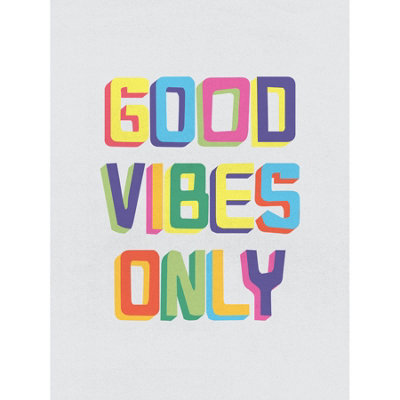 Wee Blue Coo Blue Wee Coo Unframed Wall Art Quote Good Vibes Only Colourful - 12X16 Inch