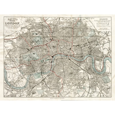 Artery8 Unframed Wall Art Map Bacon 1883 London City England Plan Chart12X16 Inch from B&Q
