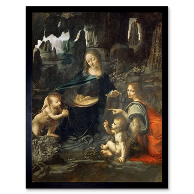 Artery8 Leonardo Da Vinci Virgin Of The Rocks Painting 12X16" Framed Wall Art Print from B&Q