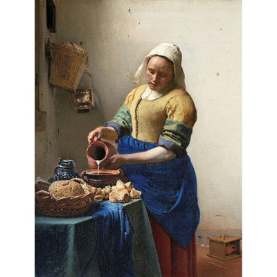 Artery8 Unframed Wall Art Vermeer The Milkmaid Woman Kitchen Painting12X16 Inch from B&Q
