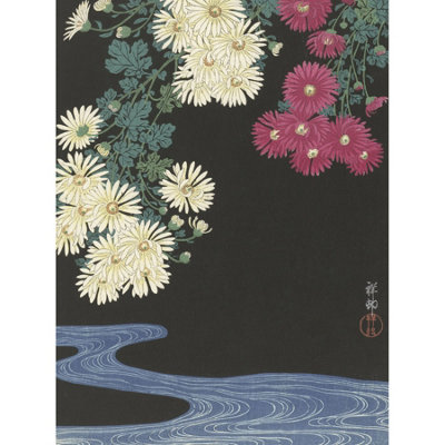 Artery8 Unframed Wall Art Ohara Koson Chrysanthemums Running Water Japanese12X16 Inch from B&Q