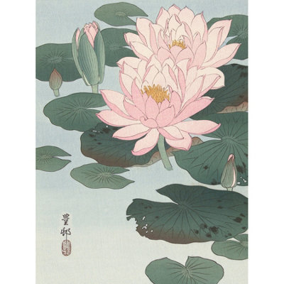 Artery8 Unframed Wall Art Ohara Koson Flowering Water Lily Painting12X16 Inch from B&Q