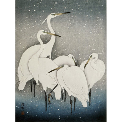 Artery8 Unframed Wall Art Ohara Koson Group Of Egrets Japanese Painting12X16 Inch from B&Q