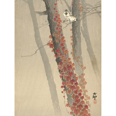 Artery8 Unframed Wall Art Ohara Koson Red Ivy Japanese Painting12X16 Inch from B&Q