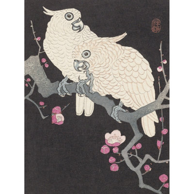 Artery8 Unframed Wall Art Ohara Koson Two Cockatoo And Plum Blossom Painting12X16 Inch from B&Q