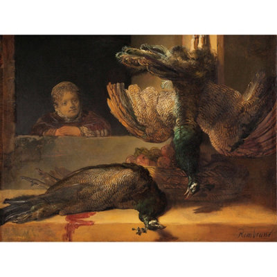 Artery8 Unframed Wall Art Rembrandt Still Life With Peacocks Painting12X16 Inch