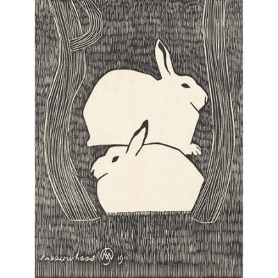 Artery8 Unframed Wall Art Samuel Jessurun De Mesquita Two Snow Hare12X16 Inch from B&Q