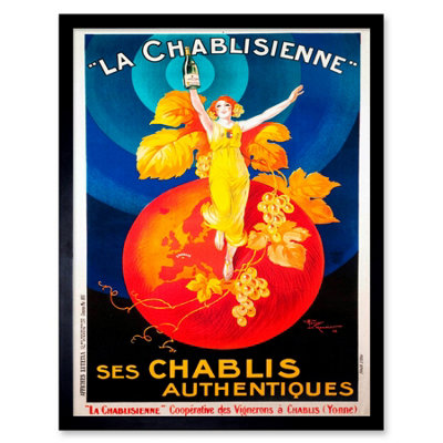 Artery8 Chablis Wine French Vintage Advert Home Decor 12X16" Framed Wall Art Print from B&Q