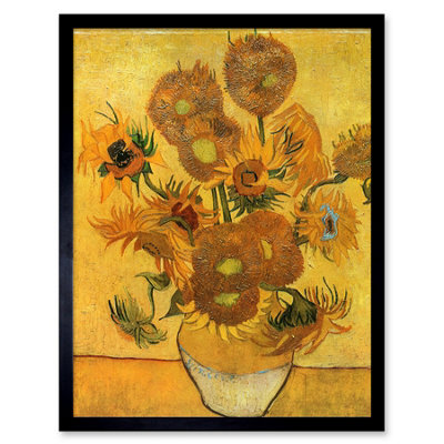 Artery8 Van Gogh Still Life Fifteen Sunflowers Vase 12X16" Framed Wall Art Print from B&Q