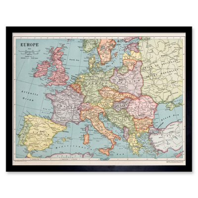 Artery8 Map Whitney Graham 1930 Europe Political 12X16" Framed Wall Art Print from B&Q