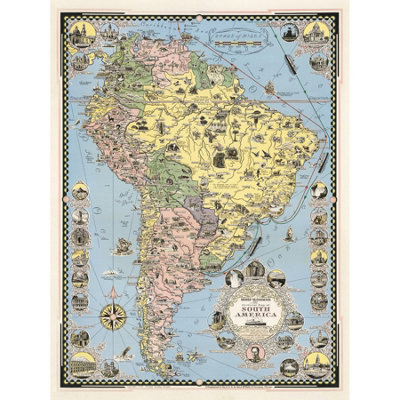 Artery8 Unframed Wall Art 1942 Ernest Dudley Chase Pictorial Map South America12X16 Inch from B&Q