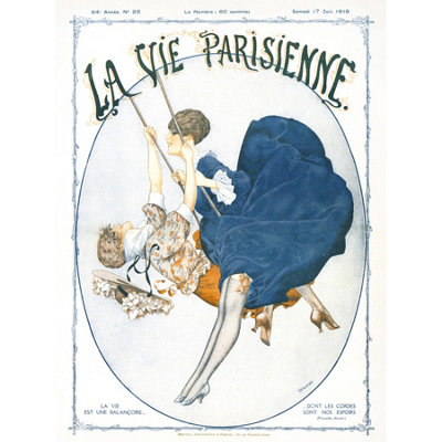 Artery8 Unframed Wall Art La Vie Parisienne Swinging Ladies Magazine Cover12X16 Inch from B&Q