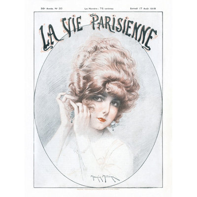 Artery8 Unframed Wall Art La Vie Parisienne Woman With Earrings Magazine Cover12X16 Inch from B&Q