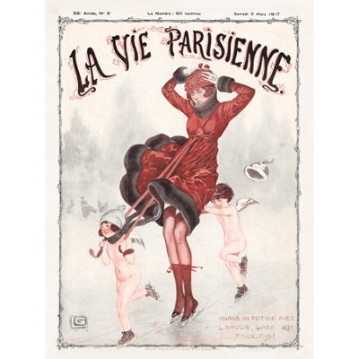 Artery8 Unframed Wall Art La Vie Parisienne Winter Skating Beware Cherubs Magazine Cover12X16 Inch from B&Q