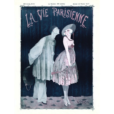 Artery8 Unframed Wall Art La Vie Parisienne Kissing Pierrot Clown Magazine Cover12X16 Inch from B&Q