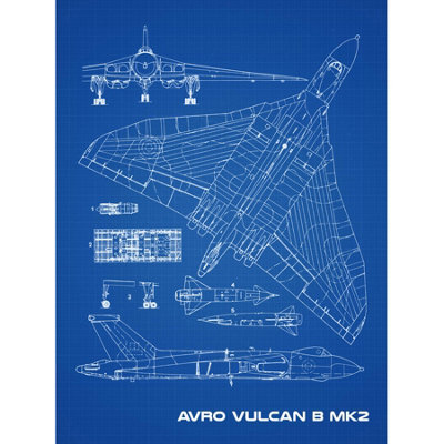 Artery8 Unframed Wall Art Avro Vulcan Strategic Bomber Aircraft Blueprint Plan12X16 Inch from B&Q